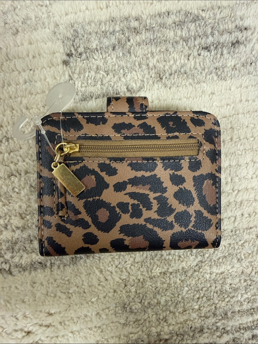 Guang Tong Leopard Print Zip Wallet in Brown and Black